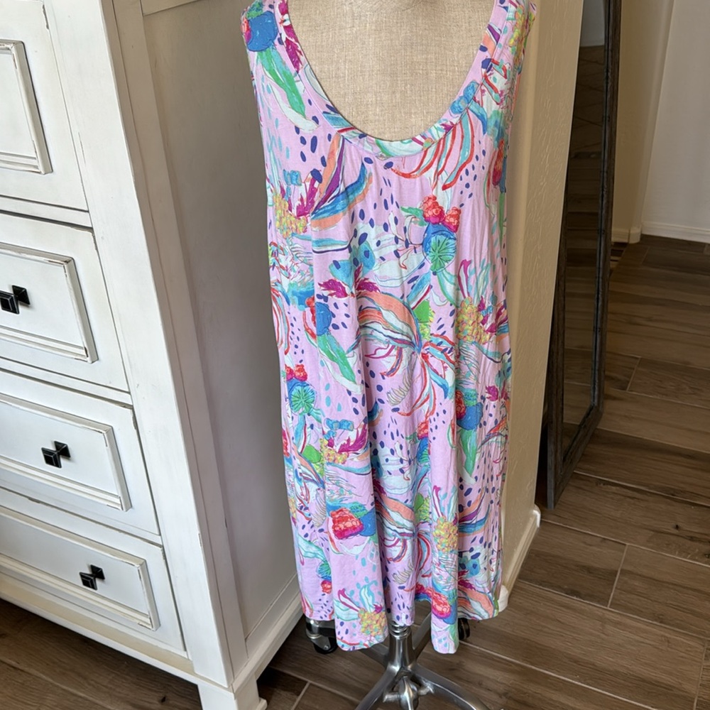 Soma XL racerback tank nightgown tropical flower fruit print